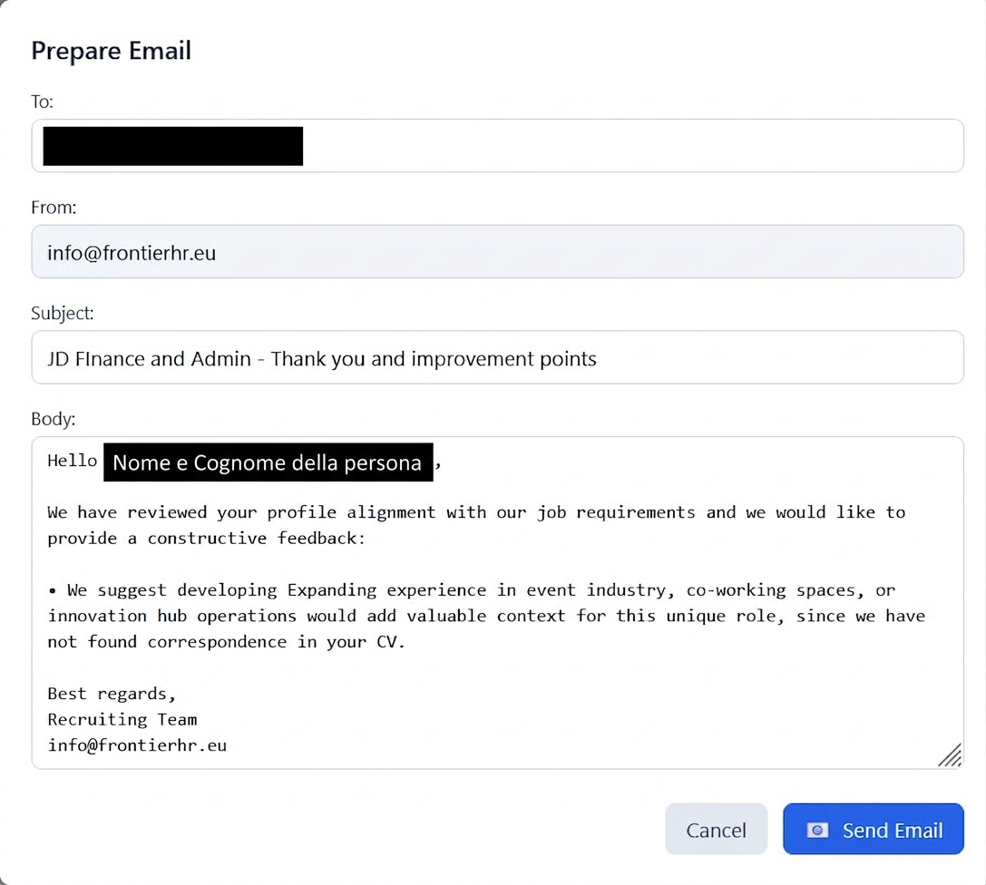 Personalized candidate feedback email